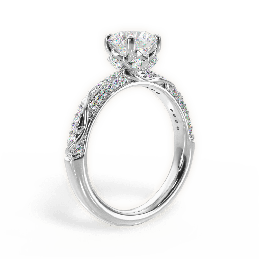 Josephine Round Cut Lab Grown Diamond 14Kt White Gold Engagement Ring - View 3