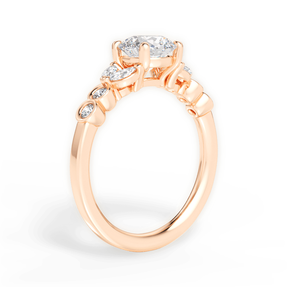 Evelyn Round Cut Lab Grown Diamond 18Kt Rose Gold Engagement Ring - View 3