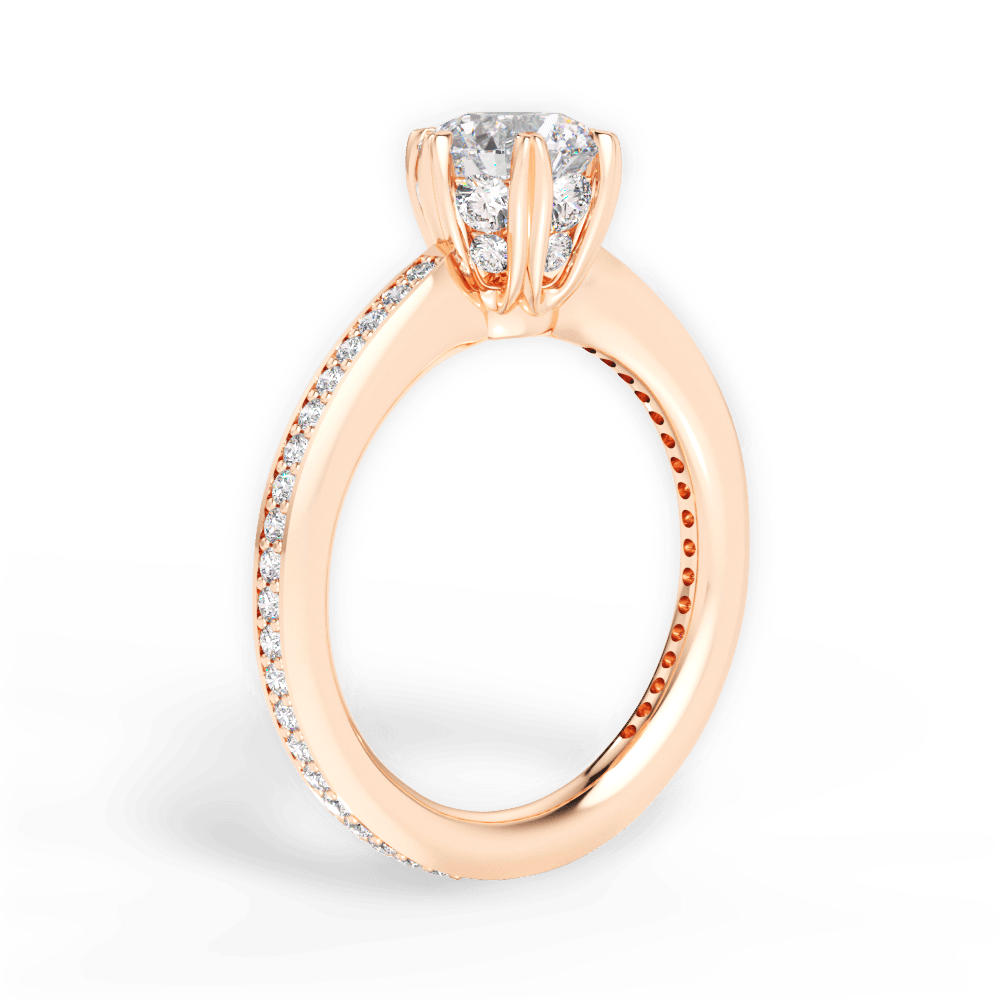 Louise Round Cut Lab Grown Diamond 18Kt Rose Gold Engagement Ring - View 3