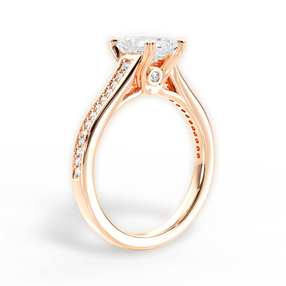 Delia Radiant Cut Lab Grown Diamond 18Kt Rose Gold Engagement Ring - View 3