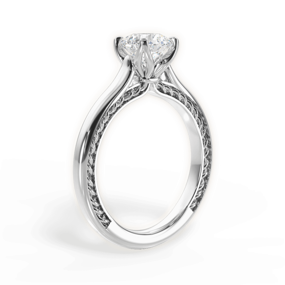 Carrie Round Cut Lab Grown Diamond 18Kt White Gold Engagement Ring - View 3