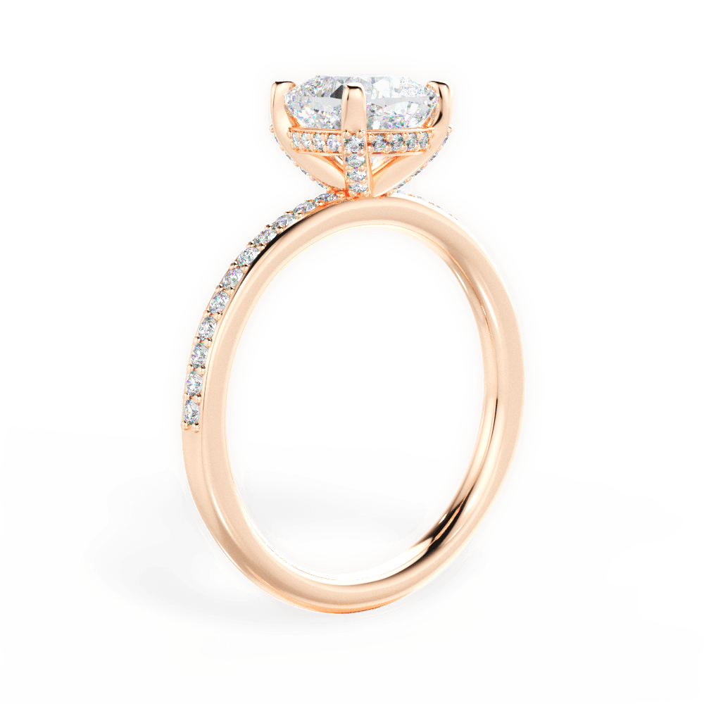 Janice Cushion Cut Lab Grown Diamond 18Kt Rose Gold Engagement Ring - View 2