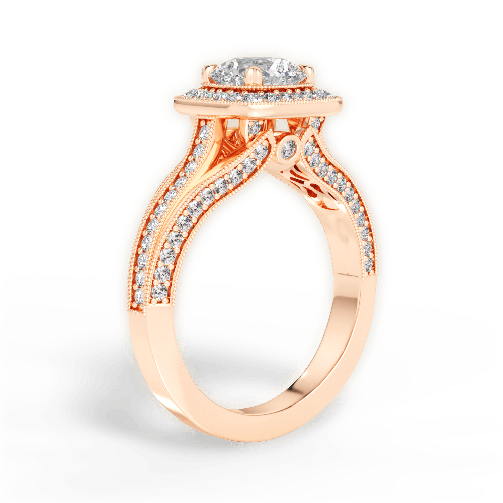 Lillian Round Cut Lab Grown Diamond 18Kt Rose Gold Engagement Ring - View 2