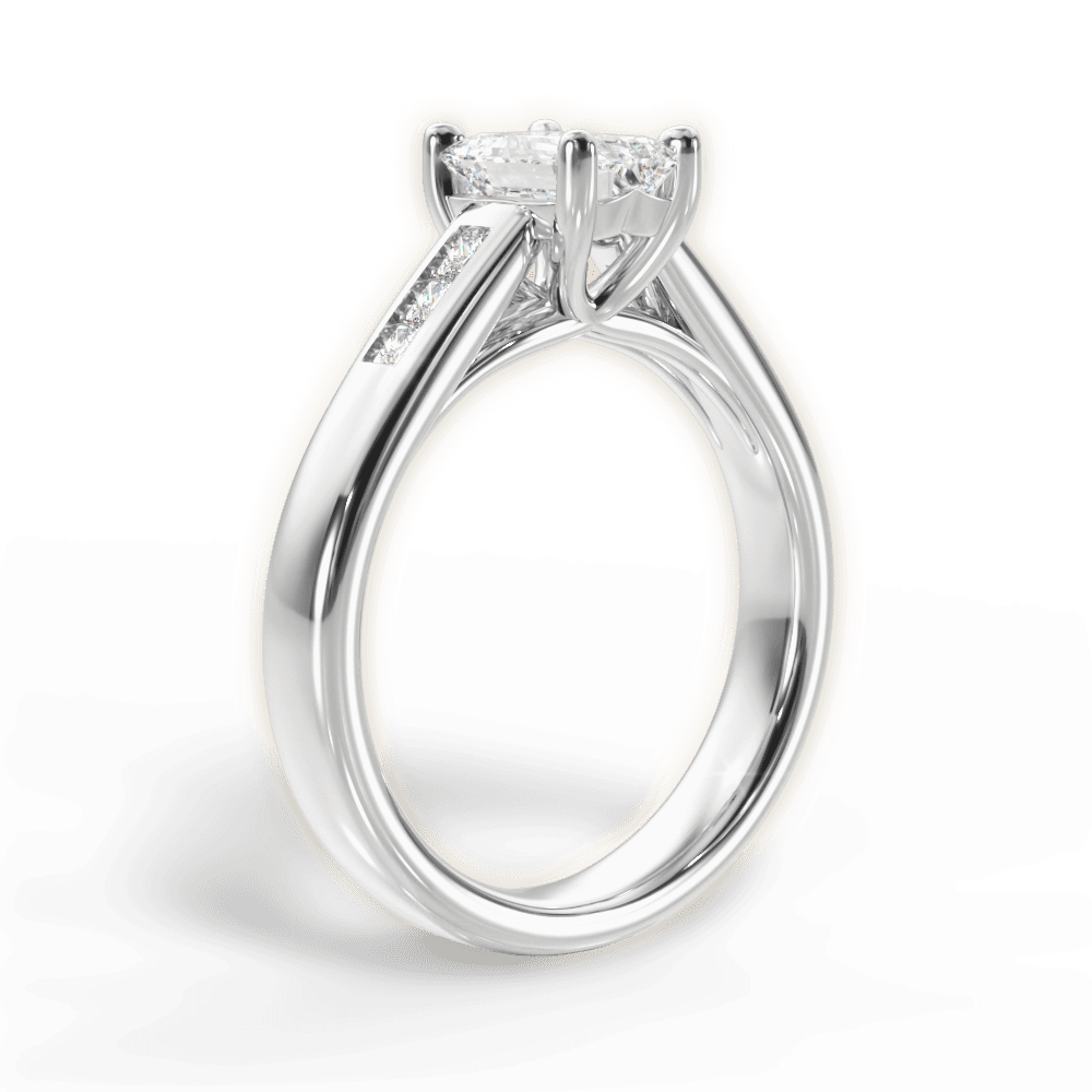 Brittany Emerald Cut Lab Grown Diamond 14Kt White Gold Engagement Ring - View 2