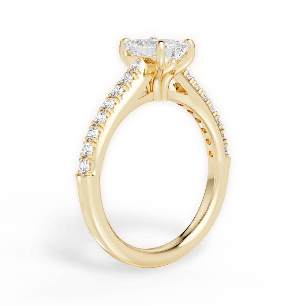 Elizabeth Emerald Cut Lab Grown Diamond 18Kt Yellow Gold Engagement Ring - View 3