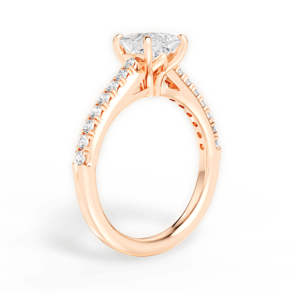 Elizabeth Princess Cut Lab Grown Diamond 18Kt Rose Gold Engagement Ring - View 3