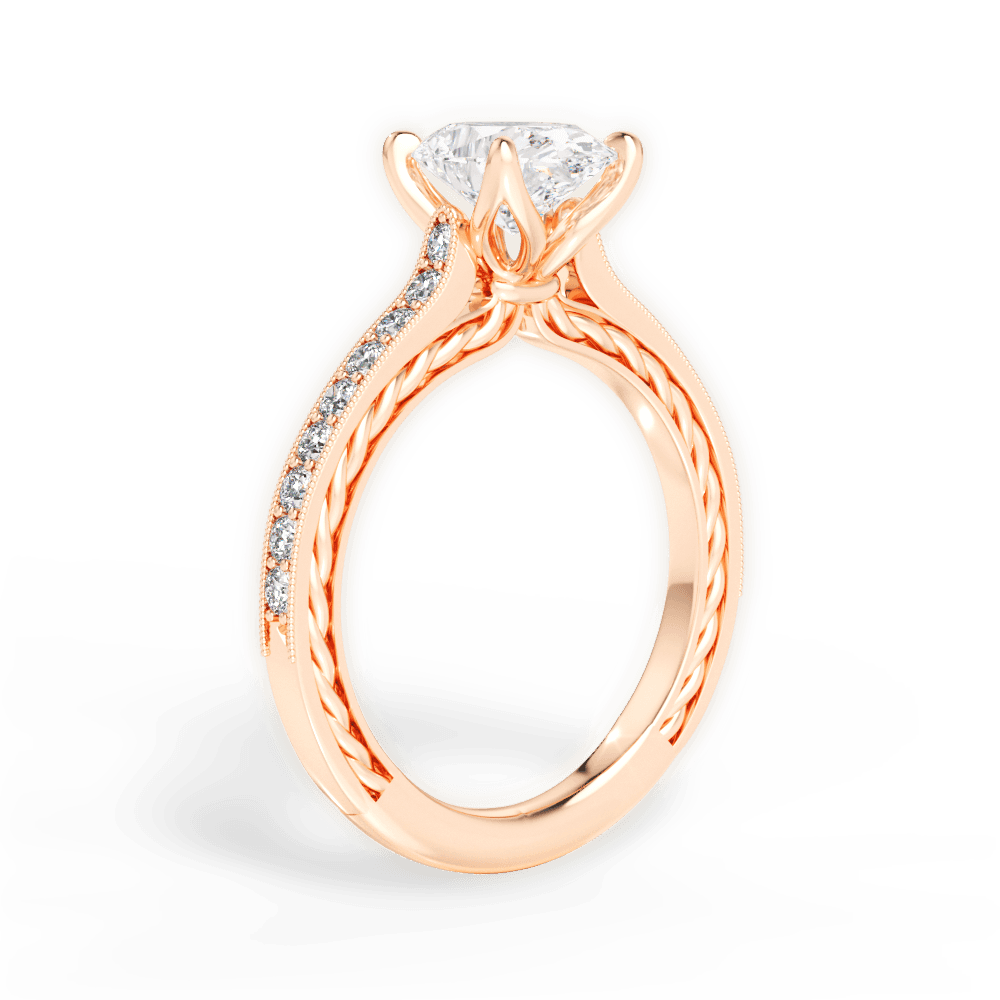 Gilda Oval Cut Lab Grown Diamond 18Kt Rose Gold Engagement Ring - View 3
