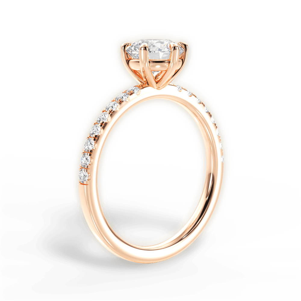 Eleanor Round Cut Lab Grown Diamond 18Kt Rose Gold Engagement Ring - View 3