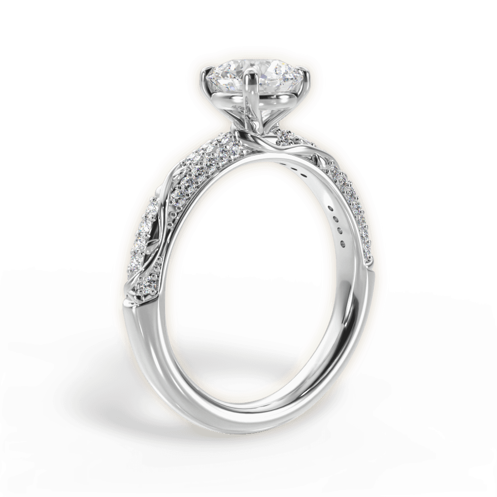 Gloria Round Cut Lab Grown Diamond 18Kt White Gold Engagement Ring - View 4