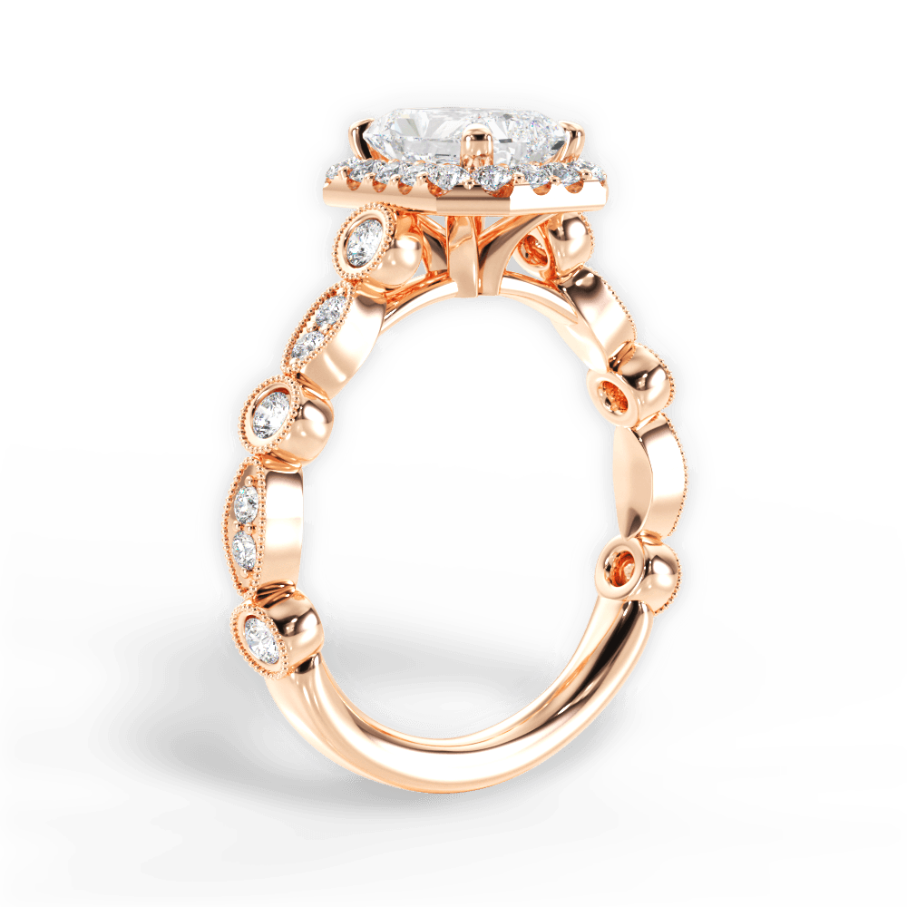 Irene Radiant Cut Lab Grown Diamond 18Kt Rose Gold Engagement Ring - View 2