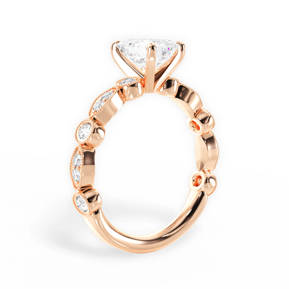Edith Emerald Cut Lab Grown Diamond 18Kt Rose Gold Engagement Ring - View 3