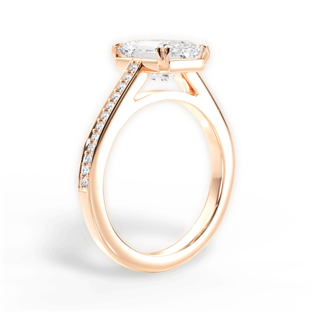 Denise Emerald Cut Lab Grown Diamond 18Kt Rose Gold Engagement Ring - View 3