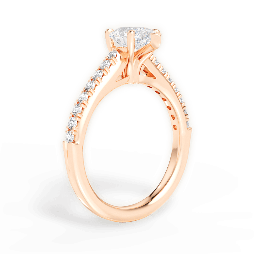 Elizabeth Pear Cut Lab Grown Diamond 18Kt Rose Gold Engagement Ring - View 2