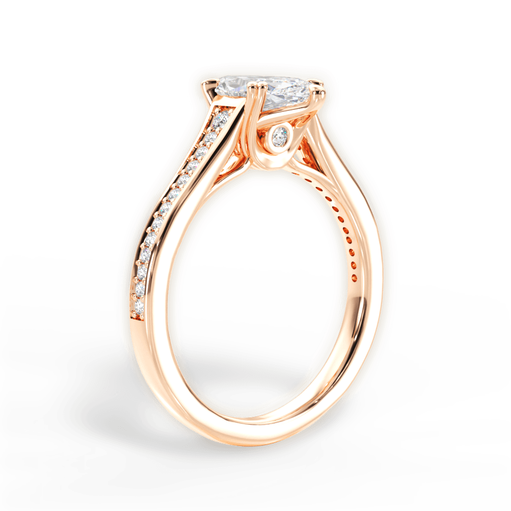 Delia Marquise Cut Lab Grown Diamond 18Kt Rose Gold Engagement Ring - View 3
