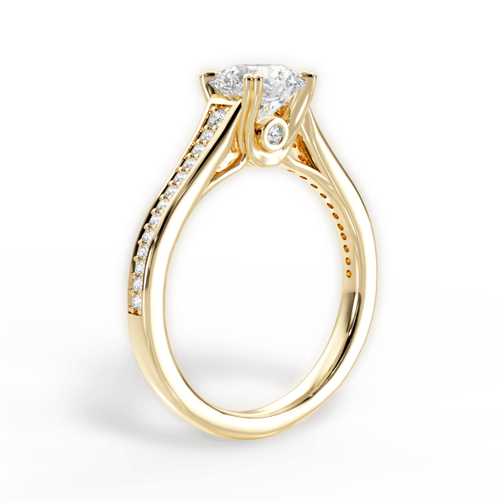 Delia Round Cut Lab Grown Diamond 18Kt Yellow Gold Engagement Ring - View 2