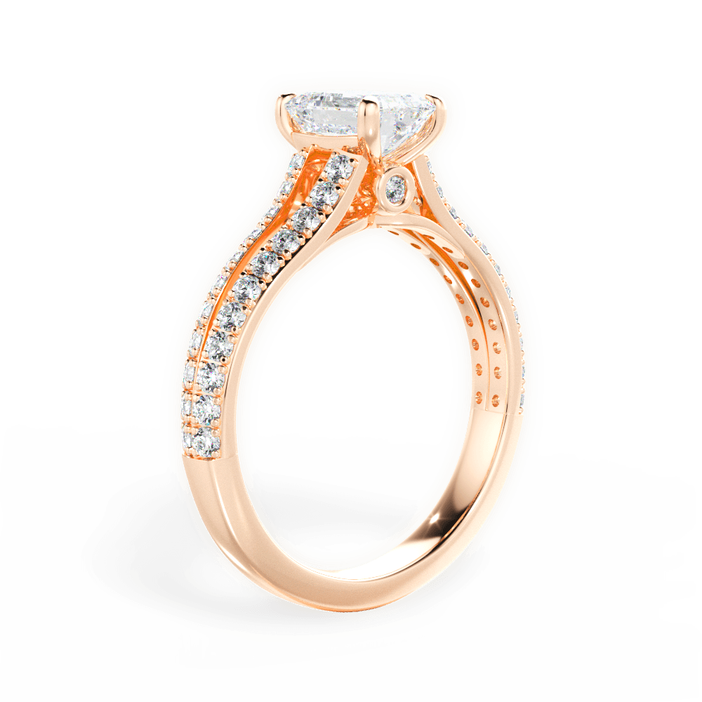 Kendra Emerald Cut Lab Grown Diamond 18Kt Rose Gold Engagement Ring - View 3