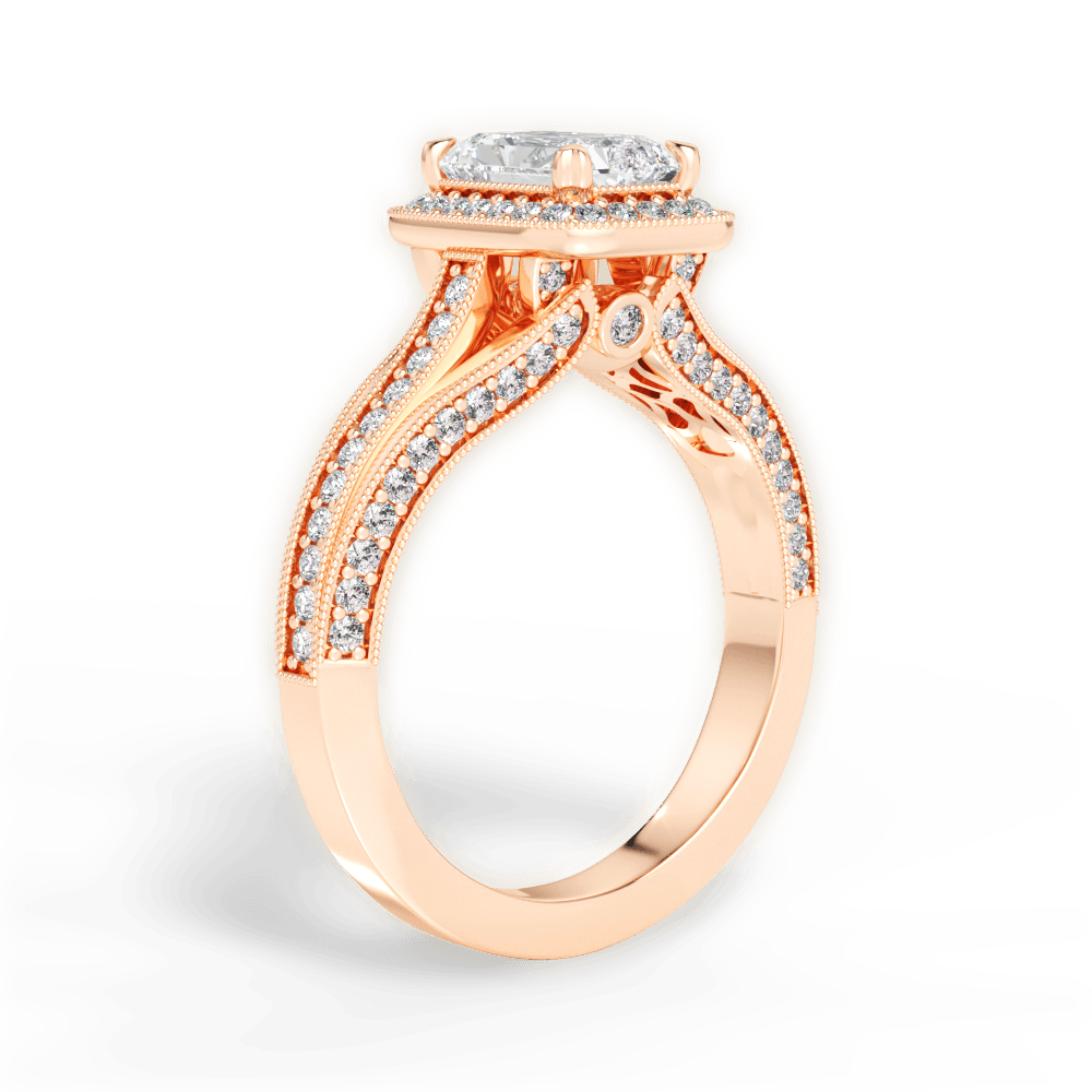 Lillian Radiant Cut Lab Grown Diamond 18Kt Rose Gold Engagement Ring - View 2