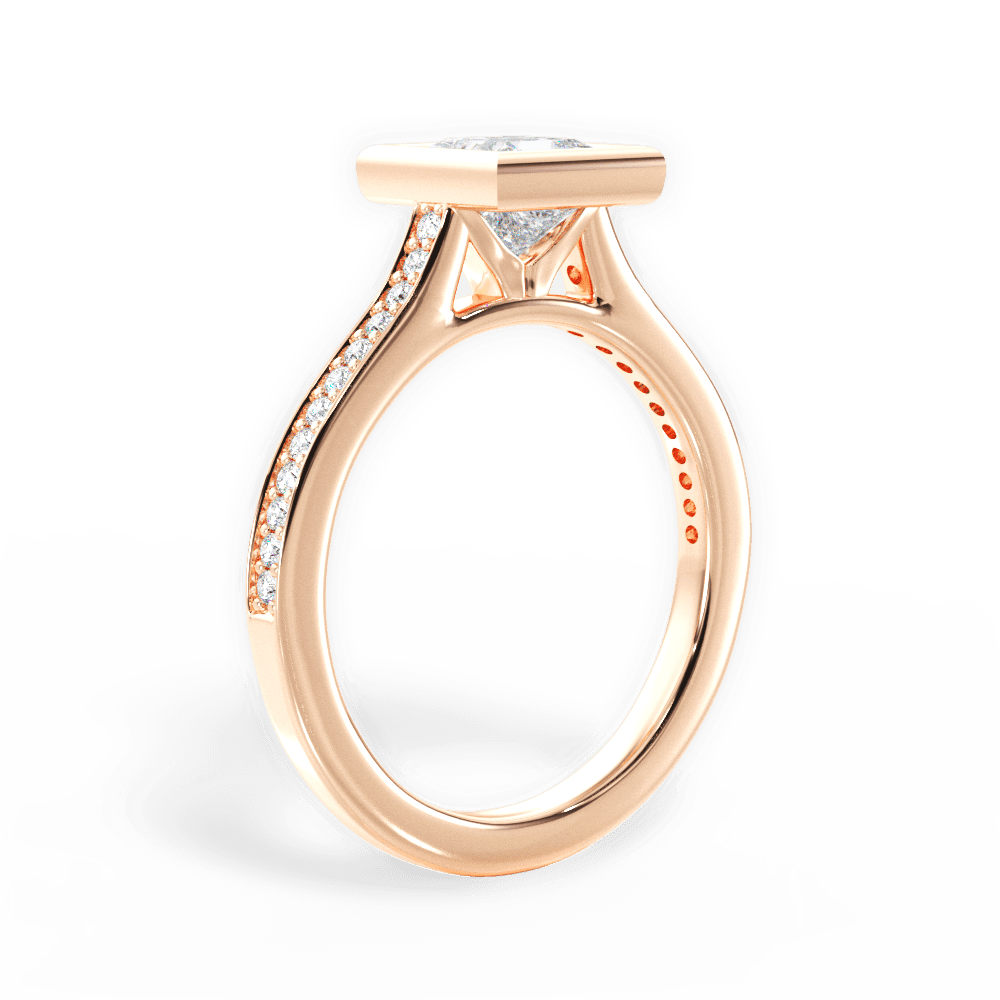 Deanna Princess Cut Lab Grown Diamond 18Kt Rose Gold Engagement Ring - View 4