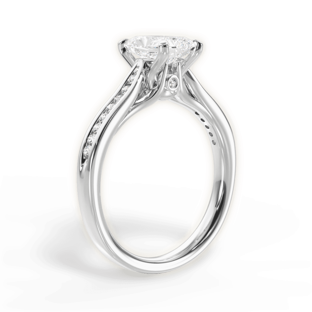 Elena Radiant Cut Lab Grown Diamond 18Kt White Gold Engagement Ring - View 3