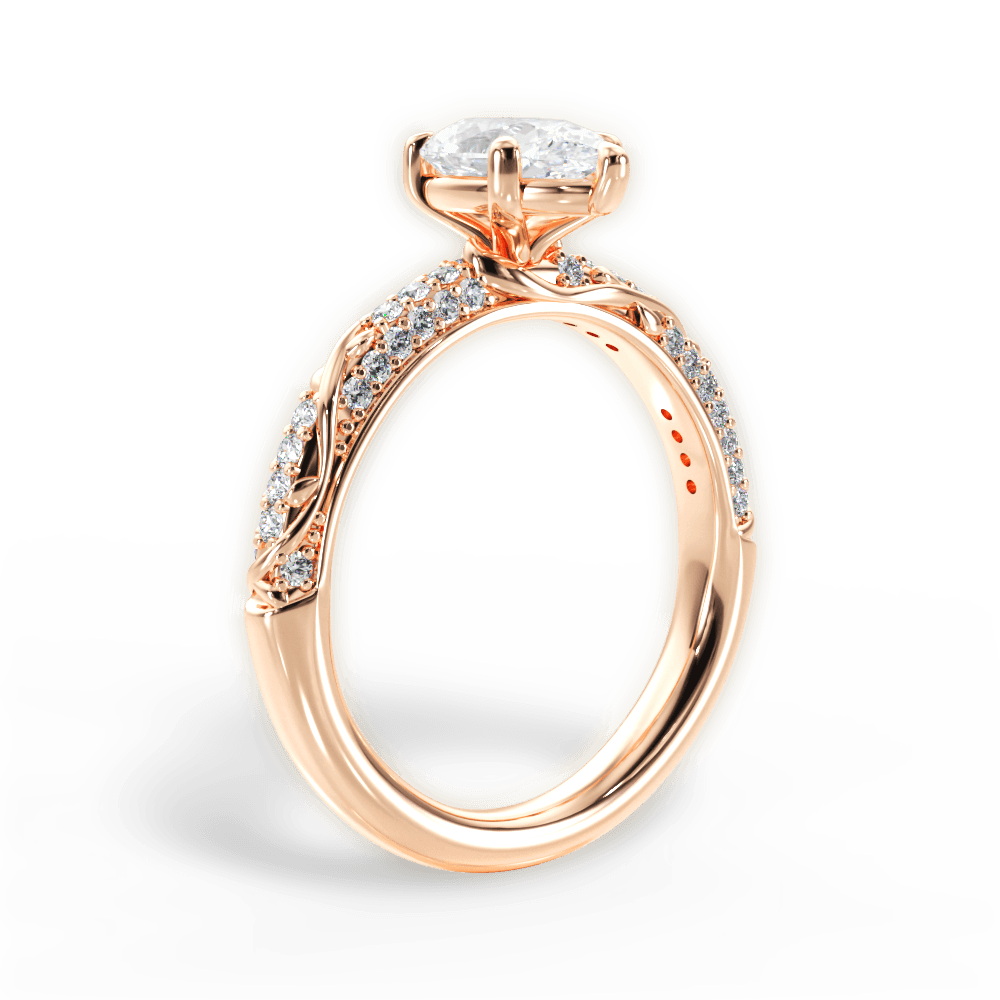 Gloria Pear Cut Lab Grown Diamond 18Kt Rose Gold Engagement Ring - View 3