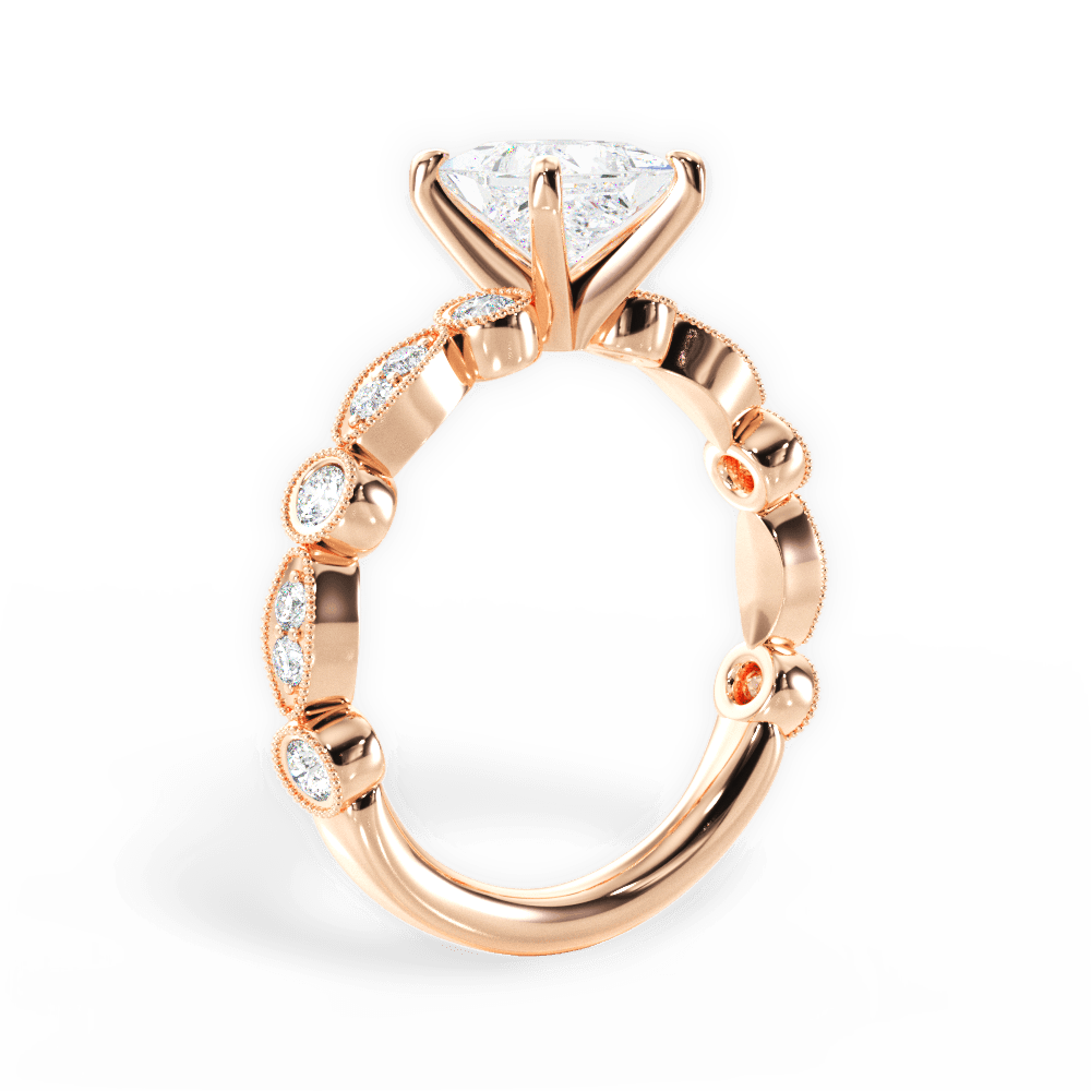 Edith Princess Cut Lab Grown Diamond 18Kt Rose Gold Engagement Ring - View 4