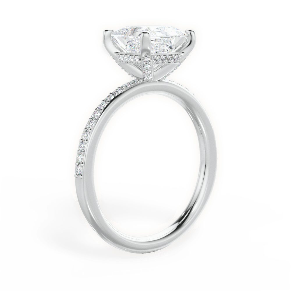 Janice Princess Cut Lab Grown Diamond 18Kt White Gold Engagement Ring - View 2