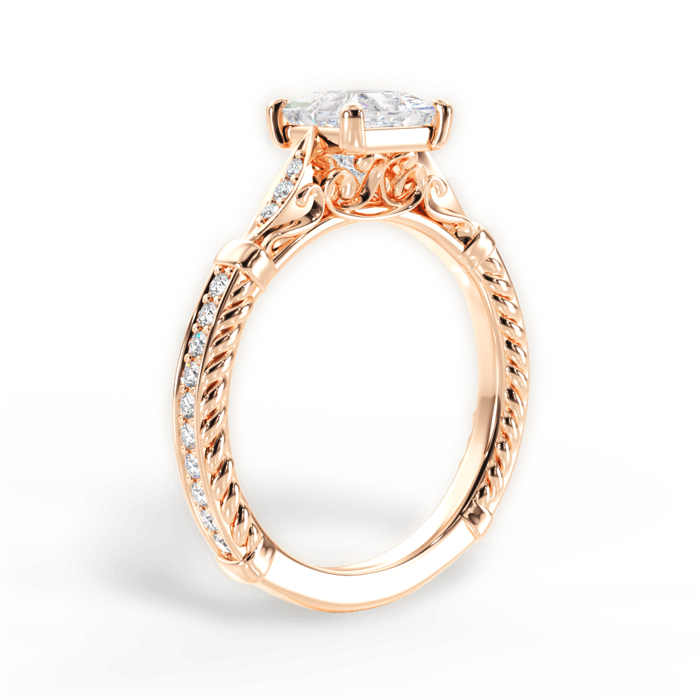 Gabriela Princess Cut Lab Grown Diamond 18Kt Rose Gold Engagement Ring - View 3
