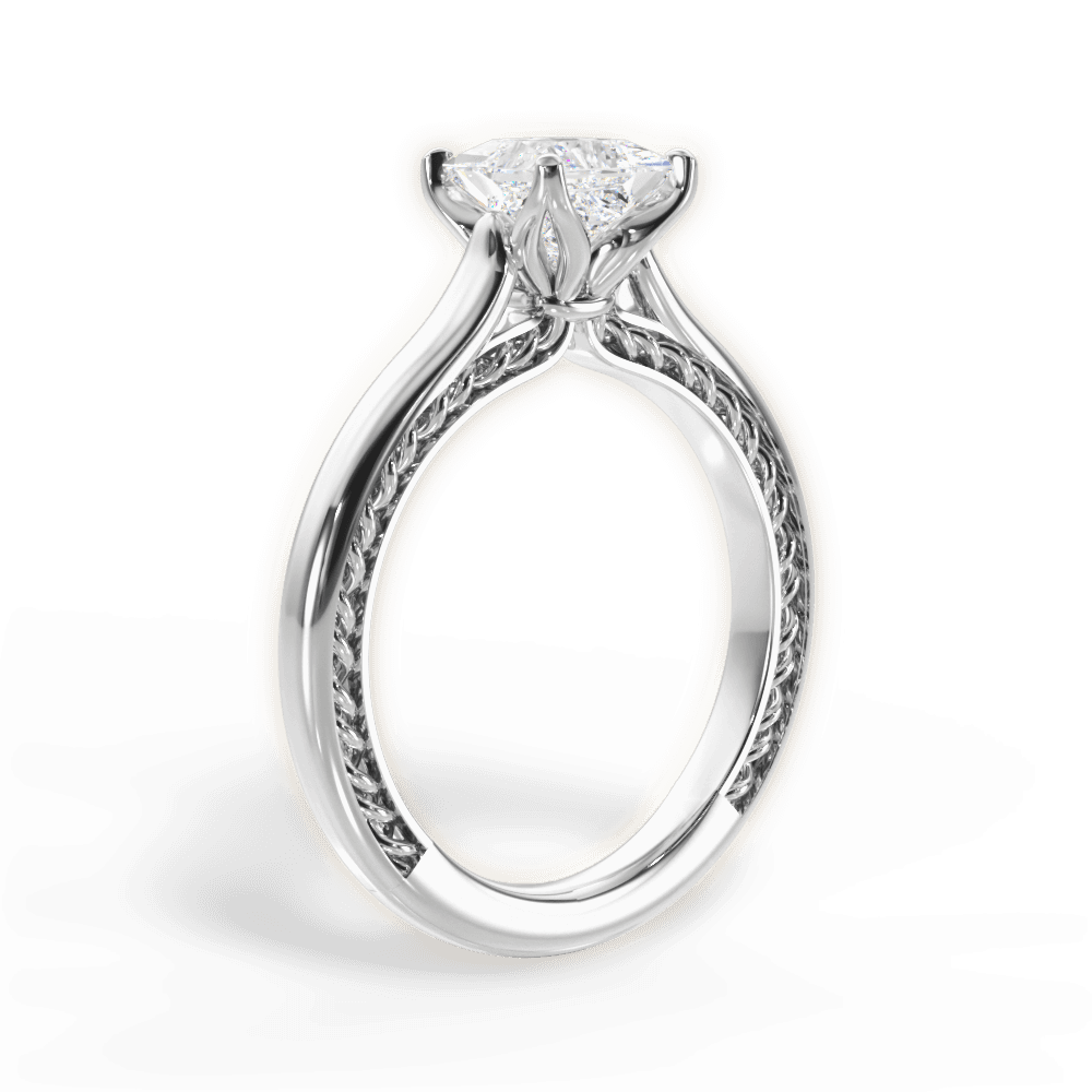 Carrie Princess Cut Lab Grown Diamond 18Kt White Gold Engagement Ring - View 3