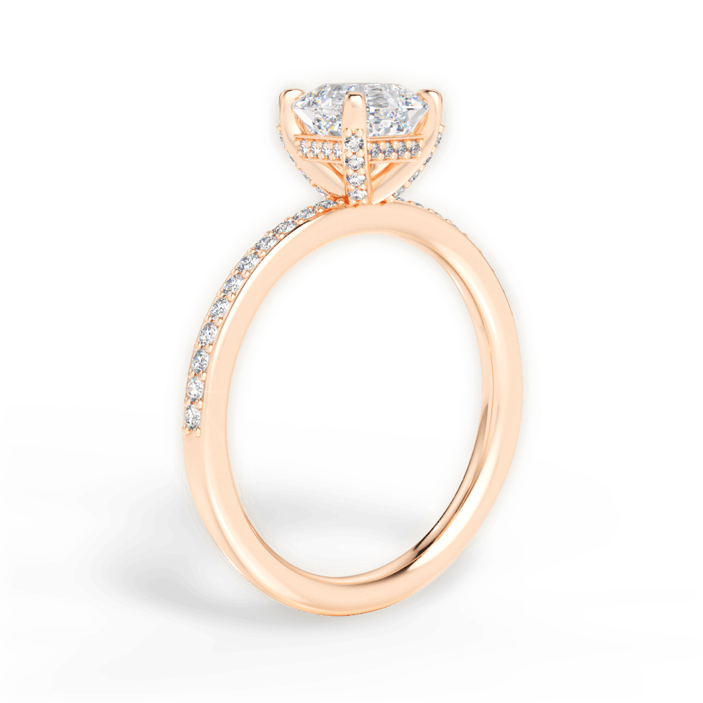 Janice Asscher Cut Lab Grown Diamond 18Kt Rose Gold Engagement Ring - View 4