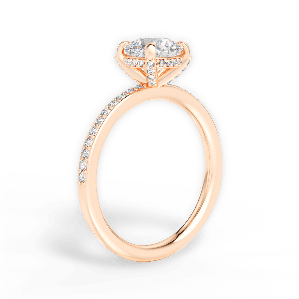 Janice Round Cut Lab Grown Diamond 18Kt Rose Gold Engagement Ring - View 3