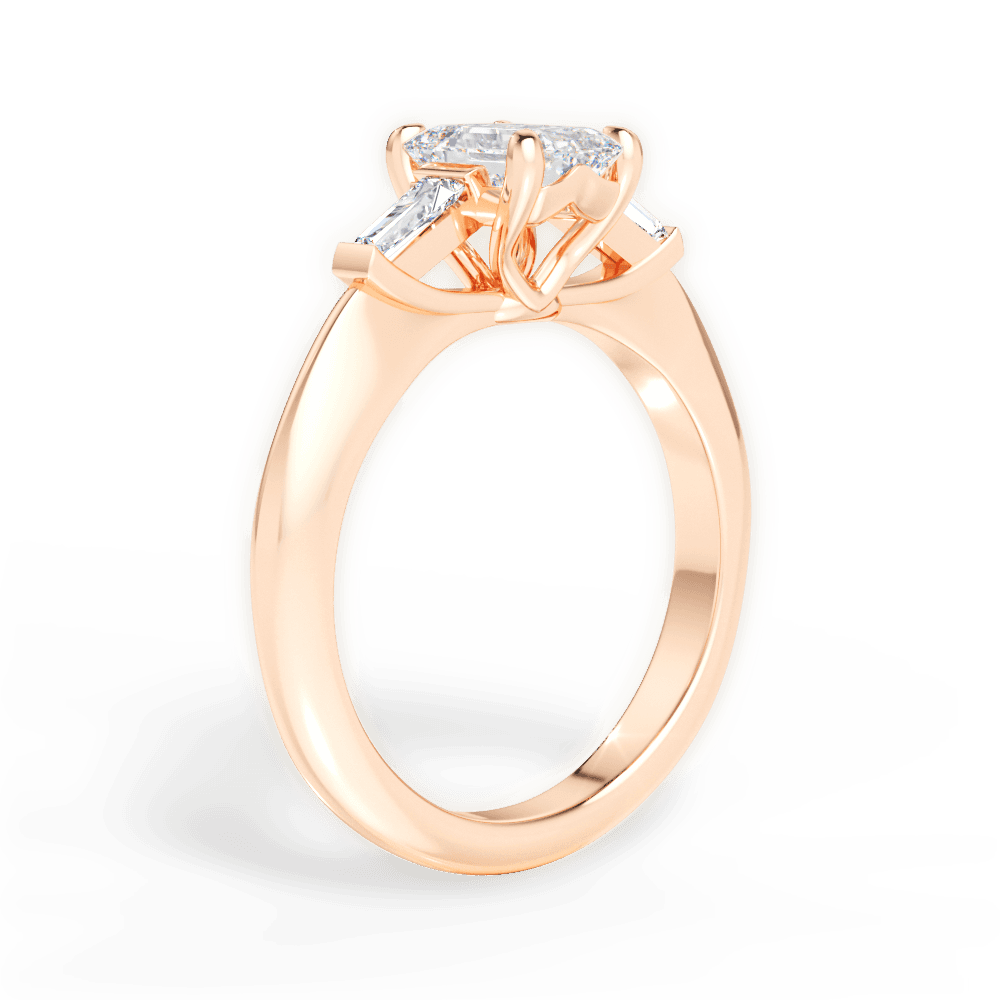 Emily Emerald Cut Lab Grown Diamond 18Kt Rose Gold Engagement Ring - View 3