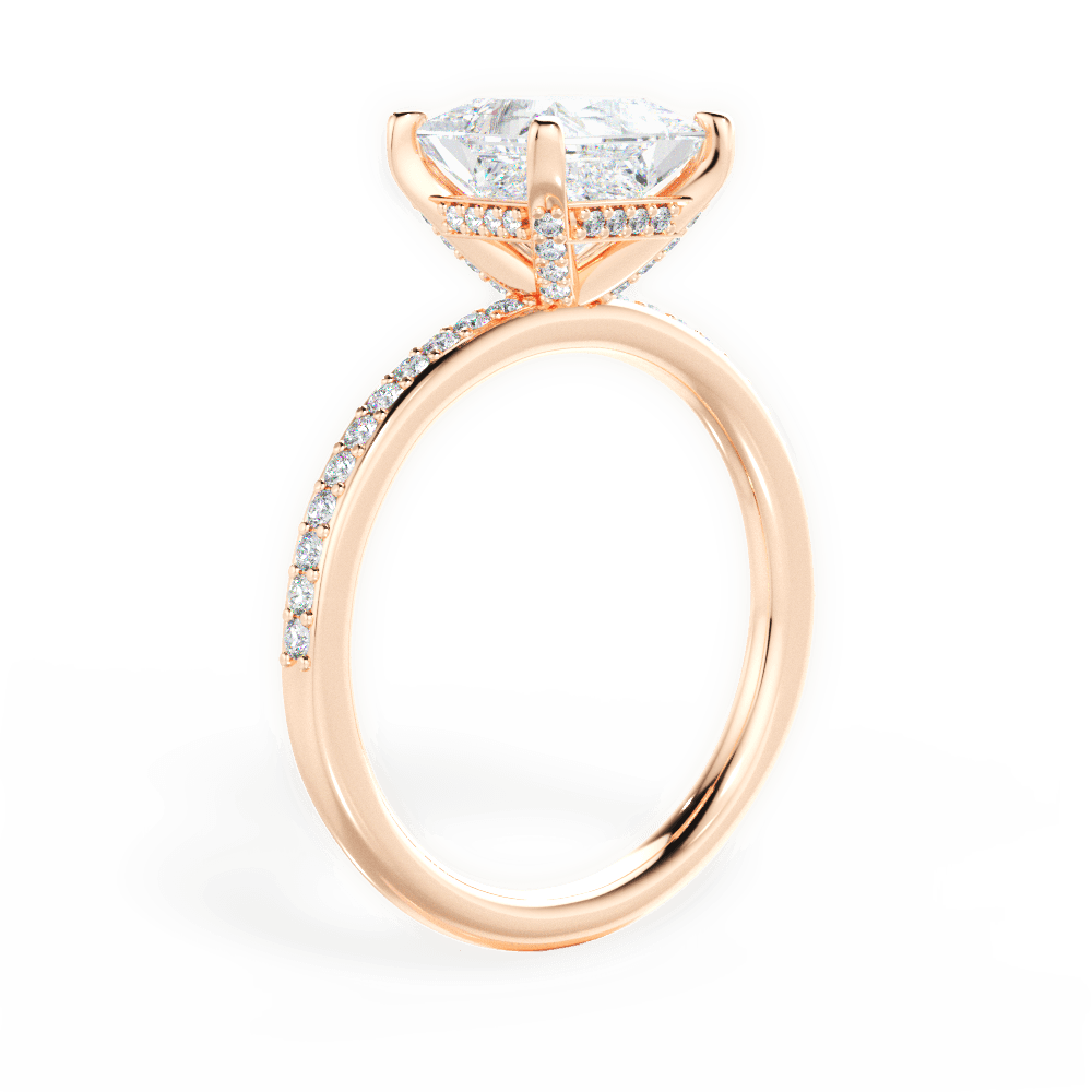 Janice Princess Cut Lab Grown Diamond 18Kt Rose Gold Engagement Ring - View 3