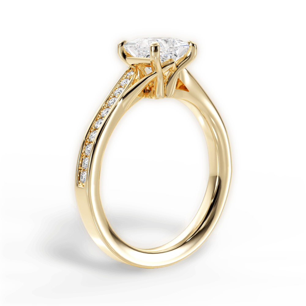 Elise Princess Cut Lab Grown Diamond 18Kt Yellow Gold Engagement Ring - View 2