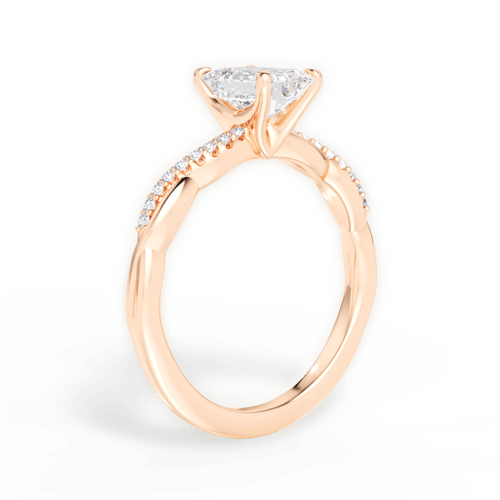 Charlotte Emerald Cut Lab Grown Diamond 18Kt Rose Gold Engagement Ring - View 4