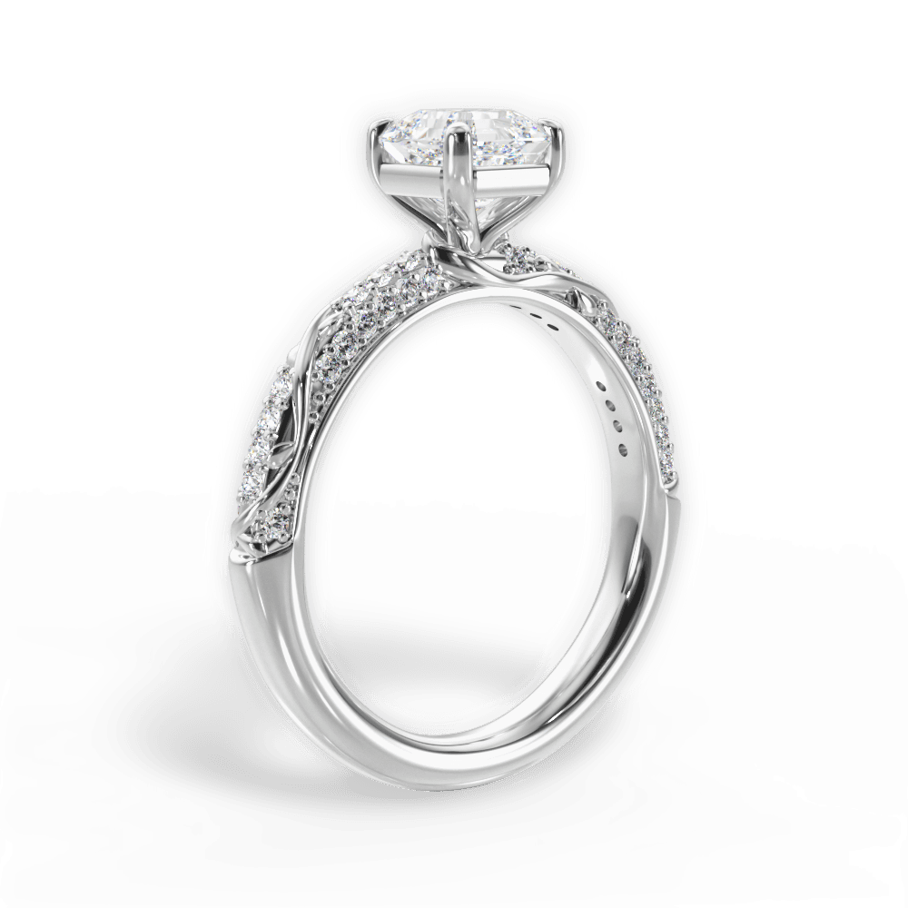 Gloria Asscher Cut Lab Grown Diamond 18Kt White Gold Engagement Ring - View 4