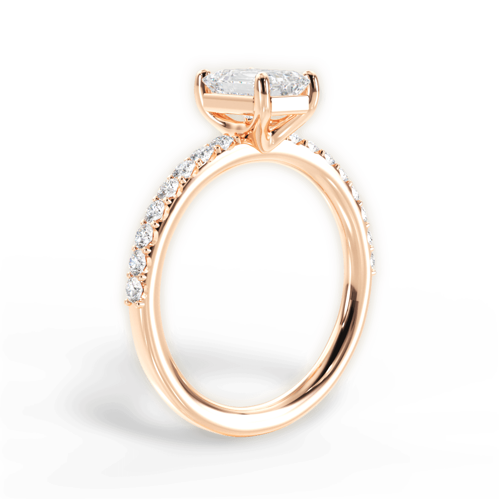 Elsie Emerald Cut Lab Grown Diamond 18Kt Rose Gold Engagement Ring - View 4