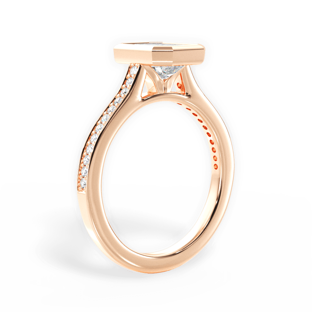 Deanna Emerald Cut Lab Grown Diamond 18Kt Rose Gold Engagement Ring - View 4