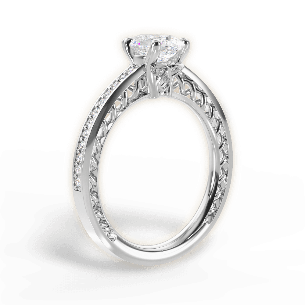 Donna Pear Cut Lab Grown Diamond 18Kt White Gold Engagement Ring - View 2