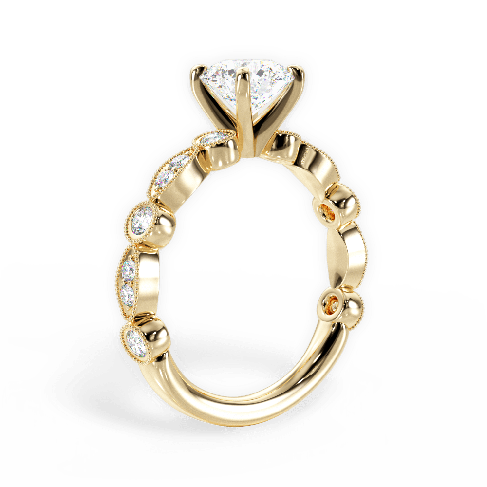 Edith Round Cut Lab Grown Diamond 18Kt Yellow Gold Engagement Ring - View 2