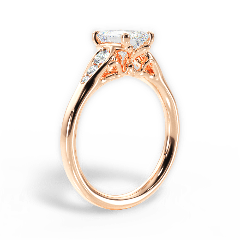 Cecilia Emerald Cut Lab Grown Diamond 18Kt Rose Gold Engagement Ring - View 3