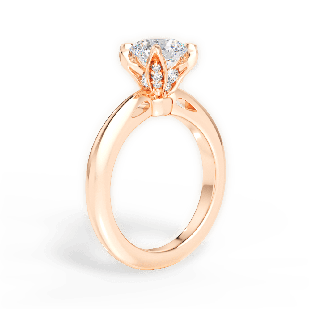Elaine Round Cut Lab Grown Diamond 18Kt Rose Gold Engagement Ring - View 4
