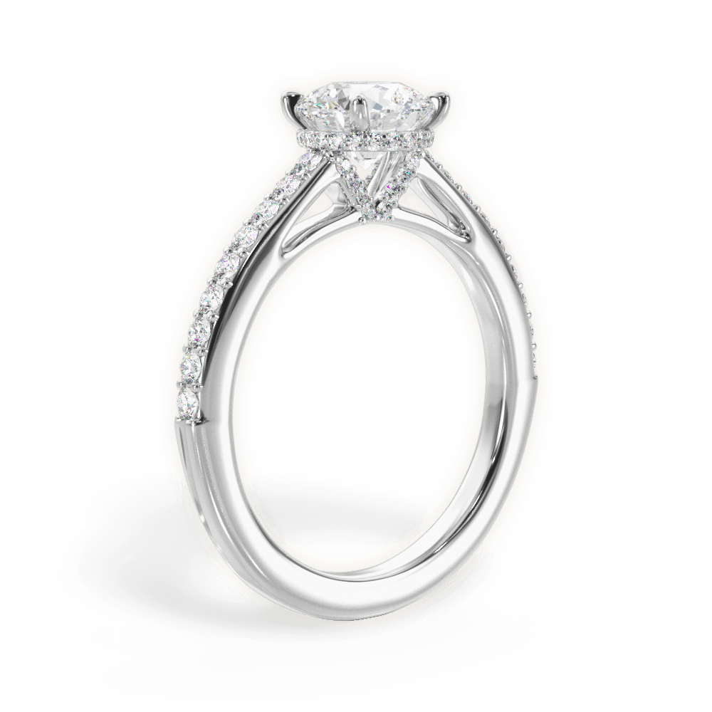 Joan Round Cut Lab Grown Diamond 14Kt White Gold Engagement Ring - View 3