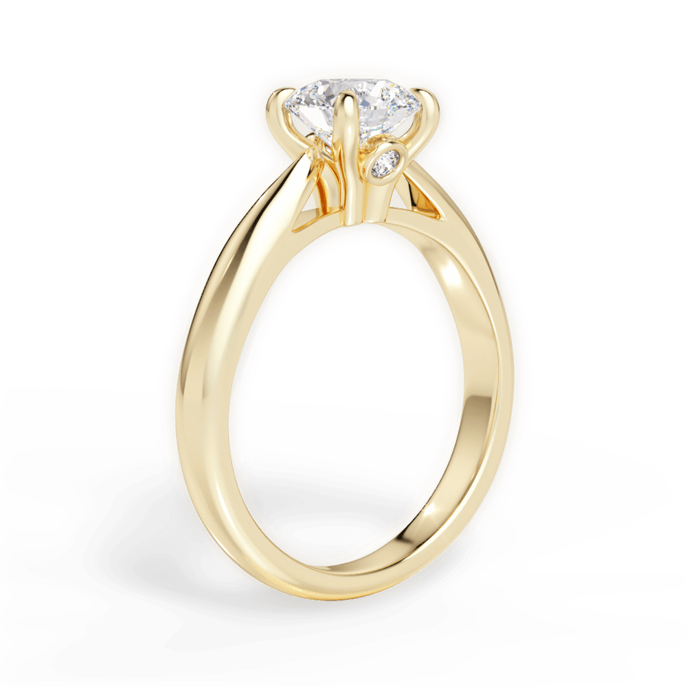 Dolores Round Cut Lab Grown Diamond 18Kt Yellow Gold Engagement Ring - View 2