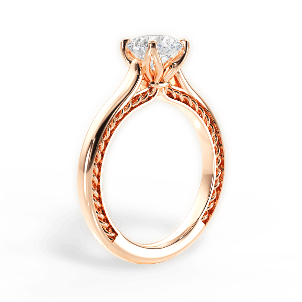 Carrie Round Cut Lab Grown Diamond 18Kt Rose Gold Engagement Ring - View 4