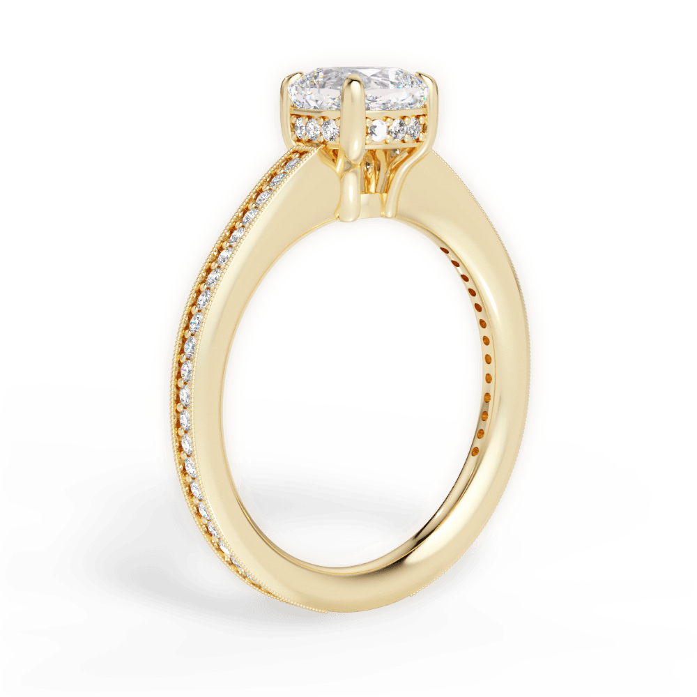 Janet Cushion Cut Lab Grown Diamond 18Kt Yellow Gold Engagement Ring - View 2
