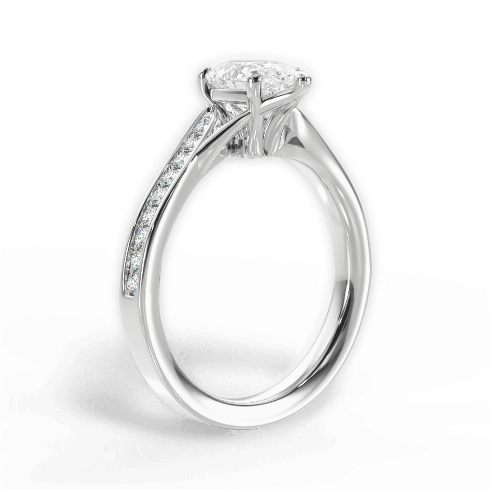 Elise Pear Cut Lab Grown Diamond 18Kt White Gold Engagement Ring - View 3