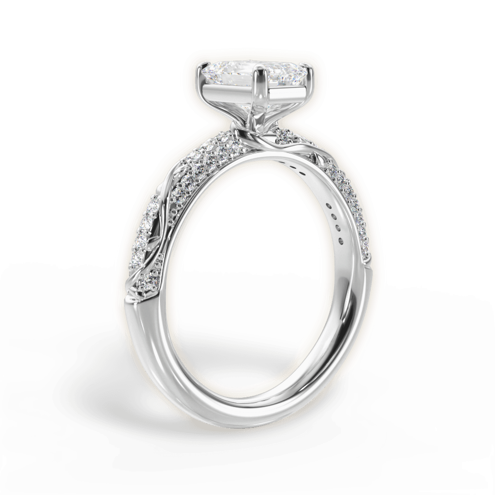 Gloria Emerald Cut Lab Grown Diamond 18Kt White Gold Engagement Ring - View 4
