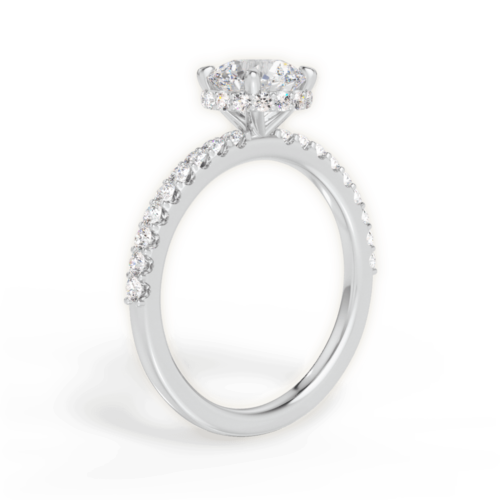 Isabella Round Cut Lab Grown Diamond 18Kt White Gold Engagement Ring - View 3