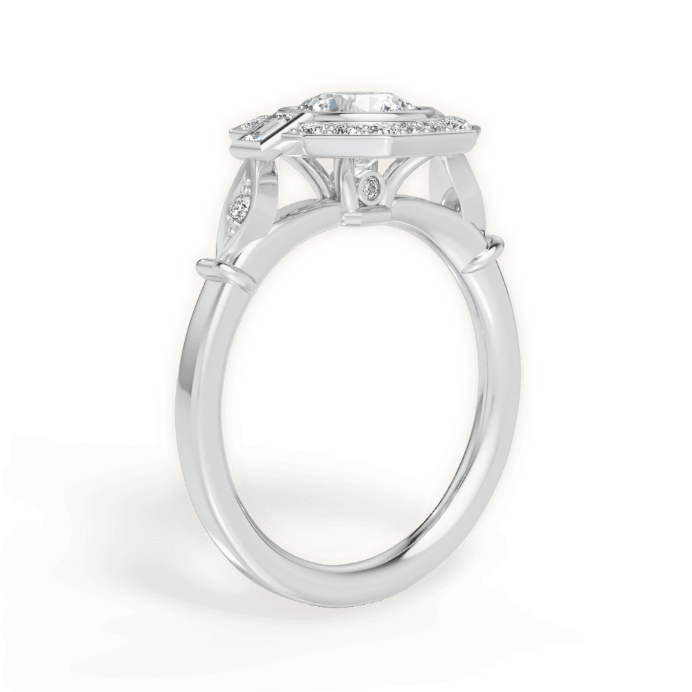 Jenna Round Cut Lab Grown Diamond 14Kt White Gold Engagement Ring - View 3
