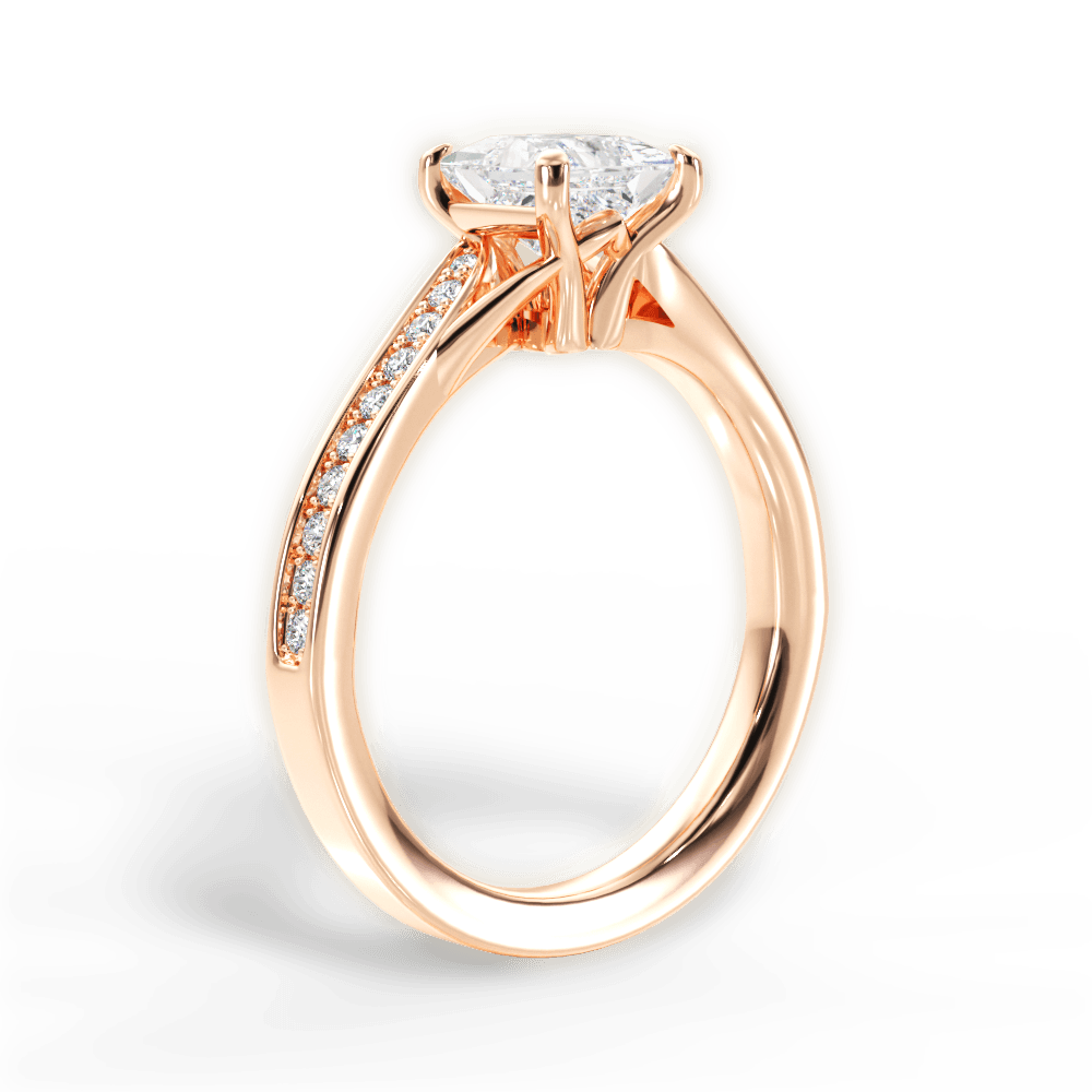 Elise Princess Cut Lab Grown Diamond 18Kt Rose Gold Engagement Ring - View 2